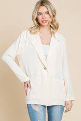 Culture Code Women's One Button Long Sleeve Blazer with Pockets - Versatile & Chic