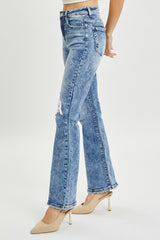 RISEN Women's High Rise Distressed Flare Jeans - Trendy & Vintage Style