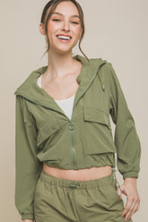 Love Tree Women's Drawstring Hem Hooded Zip-Up Jacket - Stylish & Functional Outerwear