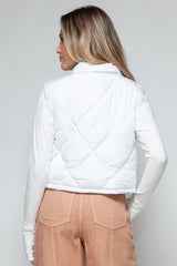 Snobbish Snap-Down Quilted Crop Vest - Stylish & Versatile Layering
