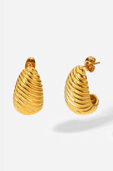 Elegant Gold-Plated Shell Shore Spiral Stud Earrings