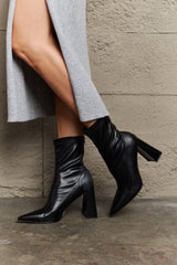 Weeboo Stacy High Block Heel Sock Boots - Chic Pointed Toe Design