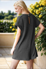 Heimish Women's Full Size Short Sleeve Ribbed Romper with Pockets