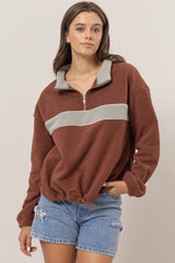 HYFVE Fleece Color Block Half Zip Sweatshirt – Cozy & Chic Casual Wear for Women