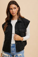 Annie Wear Women's Quilted Snap Down Vest Coat - Stylish & Warm Outerwear