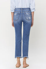 Lovervet Women's High Rise Raw Hem Straight Jeans - Trendy and Versatile Denim
