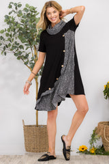Celeste Full Size Short Sleeve Button Dress with Functional Pockets - Perfect for Any Occasion