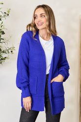 Zenana Full Size Waffle-Knit Open Front Cardigan - Cozy & Versatile Wardrobe Essential