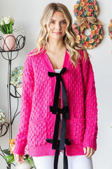 First Love Women's Tie Closure Open Knit Cardigan - Cozy & Stylish