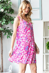 Heimish Floral V-Neck Tank Dress with Convenient Pockets - Summer Wardrobe Essential