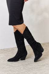 Forever Link Rhinestone Knee High Cowboy Boots - Glamorous Statement Footwear