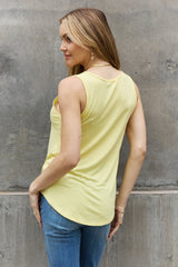 BOMBOM Women's Criss Cross Front Sleeveless Top in Butter Yellow - Chic V-Neck Style