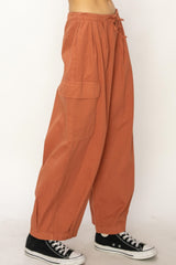 HYFVE Women's Cargo Wide Leg Pants with Drawstring Waist - 100% Cotton