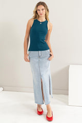 HYFVE Women's Ribbed Round Neck Tank Top - Chic & Comfortable Cotton Blend