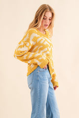 Elegant Textured Pattern Contrast Sweater - Stylish & Comfortable Layering