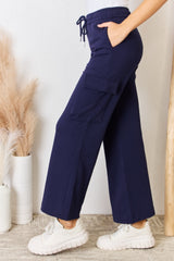 RISEN Women's Drawstring Relaxed Cargo Wide Leg Pants | Breathable & Flexible