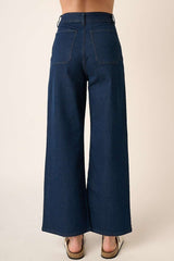 Mittoshop High Waist Wide Leg Jeans - Soft Denim Knit for Comfort & Style