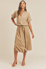 Chic MABLE Short Sleeve Top & Button Down Midi Skirt Set for Effortless Elegance