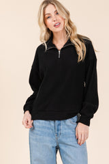 BOMBOM Women's Quarter Zip Long Sleeve Sweatshirt with Pockets - Cozy, Stylish, and Functional