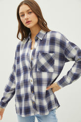 Cozy Plaid Flannel Button-Down Shirt with Chest Pocket - Be Cool Collection