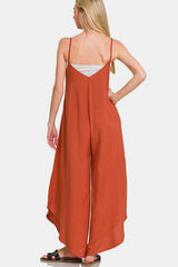 Zenana Women's Spaghetti Strap Wide Leg Overalls with Pockets - Chic & Versatile