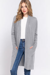 ACTIVE BASIC Women's Open Front Ribbed Knit Cardigan - Versatile & Chic Layering Essential