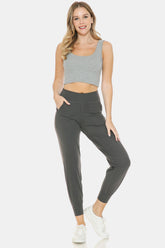 Wide Waistband Slim Active Joggers - Leggings Depot Athleisure
