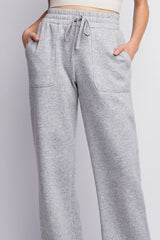 Faith Apparel Women's Drawstring Slit Sweatpants - Full Size Straight Leg Loungewear