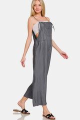 Zenana Washed Adjustable Strap Wide Leg Denim Overalls - Trendy, Comfortable & Versatile
