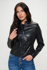 Women's Vegan Leather Moto Jacket - Zip Up, Cruelty-Free Fashion by Coalition LA