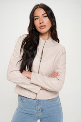 Coalition LA Women's Vegan Leather Moto Jacket - Stylish Zip Up for Spring