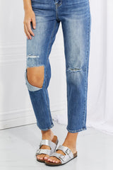 RISEN Full Size Emily High Rise Relaxed Distressed Cropped Jeans