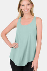 Zenana Women's Round Neck Curved Hem Tank Top - Casual Essential