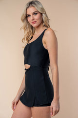 White Birch Sleeveless Tie Back Swim Dress - Full Size Performance Knit