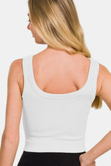 Zenana Ribbed Round Neck Cropped Tank Top - Stylish & Versatile Summer Essential