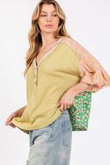 SAGE + FIG Women's Color Block Bubble Sleeve Top - Trendy & Vibrant