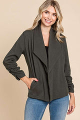 Culture Code Women's Ruched Open Front Long Sleeve Jacket - Versatile & Stylish Outerwear