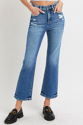 RISEN High Rise Tummy Control Bootcut Crop Jeans - Stylish Comfort for Every Occasion | NK Wears