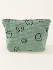 Zenana Corduroy Smile Clutch Bag - Trendy Pinstripe Design with Charming Smiley Face