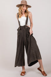 SAGE + FIG Women's Wide Leg Overalls with Retro Wide Straps - Trendy & Comfortable Fit
