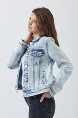 RISEN Button-Up Washed Denim Jacket for Effortless Style
