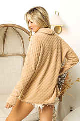 BiBi Women's Checkered Round Neck Thumbhole Long Sleeve Top - Stylish & Comfortable