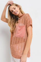 Ces Femme See Through Crochet Mock Neck Cover Up - Boho Chic Swimwear Layer