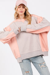 SAGE + FIG Women's Color Block Crew Neck Sweatshirt - Relaxed Fit, 100% Cotton