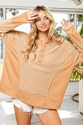 BiBi Women's Cozy Long Sleeve Top with Thumb Holes & Kangaroo Pocket