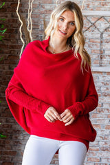 First Love Asymmetrical Hem Dolman Sleeve Sweater - Chic & Cozy Knitwear for Trendy Layering