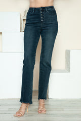 Judy Blue Women's Full Size Button Fly Distressed Straight Leg Jeans - Comfortable & Trendy Denim