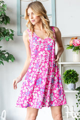 Heimish Floral V-Neck Tank Dress with Convenient Pockets - Summer Wardrobe Essential