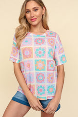 Haptics Women's Floral Print Round Neck Short Sleeve T-Shirt - Comfortable & Stylish