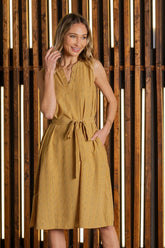 Sew In Love Full Size Tribal Printed Sleeveless Dress with Pockets